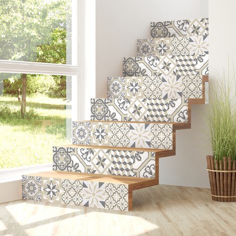 Stickers adhésifs escalier carrelages contremarche - MARIALLA - 2 bandes de 15x105cm (1/5)