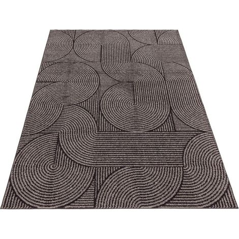 Modern Muse MU01 Swirl Geometric Rug for Retro Living Room, Bedroom, Kitchen, Lounge Soft Charcoal Rug in Small 80x150 cm (2'6"x5') (1/4)