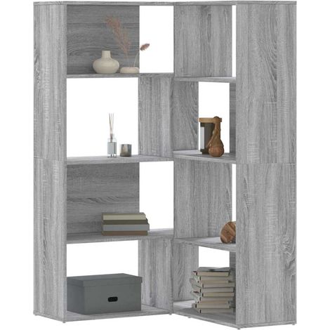 Eck-Bücherregal 4 Etagen Grau Sonoma 85x85x140 cm Holzwerkstoff