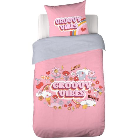 Parure de lit enfant en polyester motif coloré fun GROOVY VIBES (1/5)