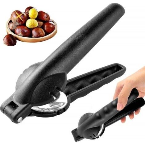 Green Mobility-Pinza per castagne, schiaccianoci, taglia castagne in acciaio inox, apri castagne, utensili da cucina, apri frutta secca per noci, castagne, noci (nero) (1/4)