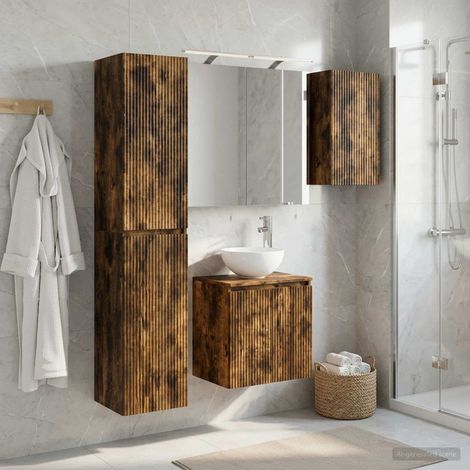 vidaXL Bathroom Cabinet Set 5 pcs Smoked Oak Engineered Wood (1/5)