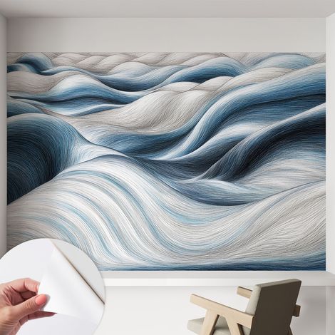 Papier peint autocollant décoratif à motifs pour salon chambre et bureau Tapete adhésif pour décoration Vagues douces 152x104 cm (1/5)
