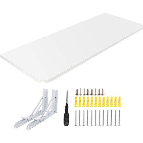 Table Pliante Murale, Bureau D'Ordinateur Pliant En Bois Massif, Table Murale à Abattant,60 x 30 x 1.6 cm,Blanc (1/5)