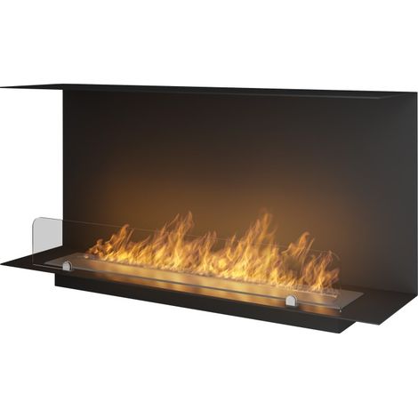 Cheminée au bioéthanol encastrable design C1000 V.1 avec vitre ouverte sur 3 côtés et brûleur de 2 litres