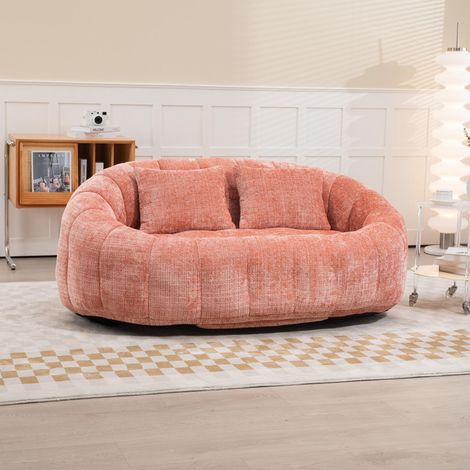 Canapé paresseux – canapé poire – canapé 2 places – pour salon et chambre – chaise longue confortable dossier haut – chenille – Rose (1/5)