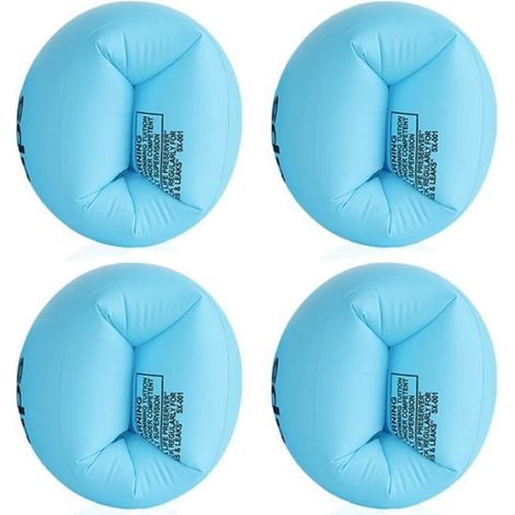 Brassards Gonflables - PVC Non Toxique - Double Airbag - Pour Adultes Et Enfants Jusqu'à 100 kg - Bleu - Lot De 4 (1/5)
