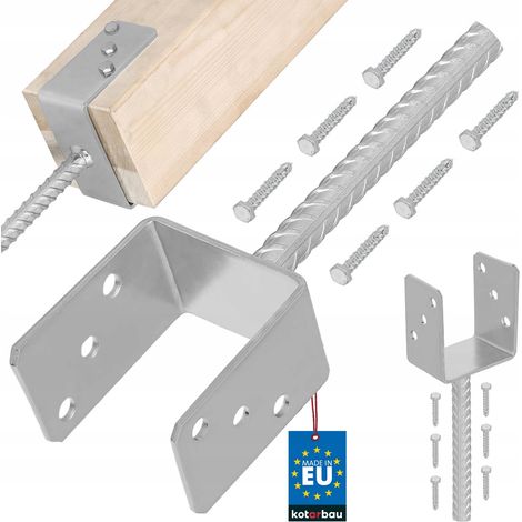 KOTARBAU® Base a U in legno per montaggio a parete su cemento, staffa di ancoraggio 100 mm (1/5)
