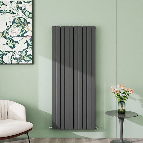 AICA 1600x680mm Anthracite Vertical Designer Radiator Double Flat Panel Heating UK