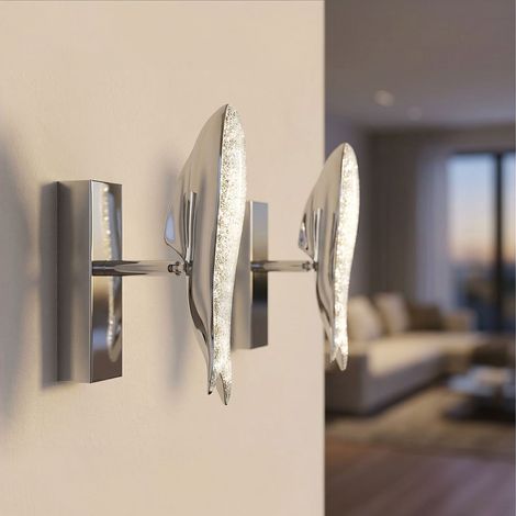 LED Wandlampe Wandleuchte Wal Design Wohnzimmerleuchte Spotlampe verstellbar, Chrom, 8W 645lm neutralweiß, BxH 6x23,5 cm, 2er Set