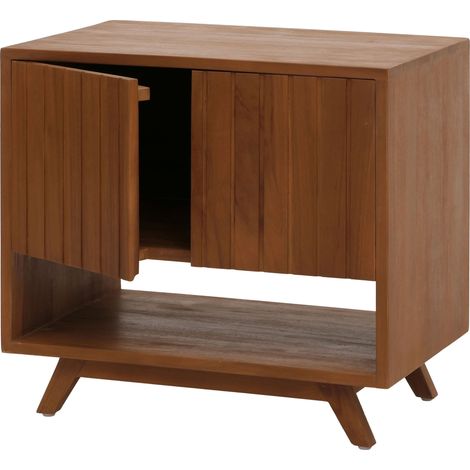 Mobile lavabo in teak HHG-778, mobile lavandino bagno, teak di qualità B (durame, 20-30 anni), 61x65x40cm