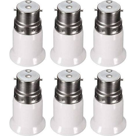 Douille Adaptateur B22 vers E27 pour Ampoule LED, AC 230V, Adaptateurs de Conversion pour Passer de B22 à E27, Douille Baïonnette à Visser, lot de 6 - RWAdaptateur de culot d'ampoule.