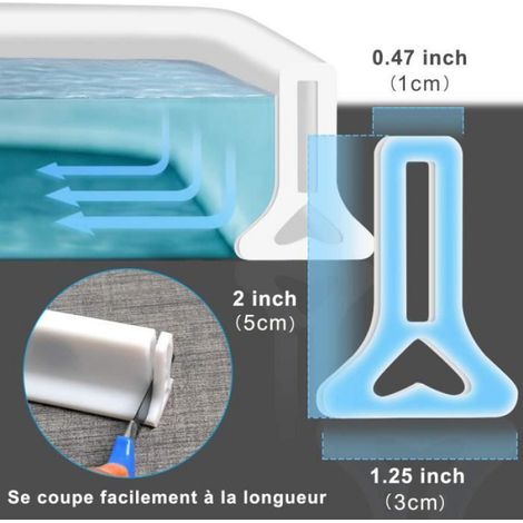 Barrière de douche pliable et système de rétention pour barrage d'eau et maintient l'eau à l'intérieur du seuil (100 cm, Blanc) (1/4)