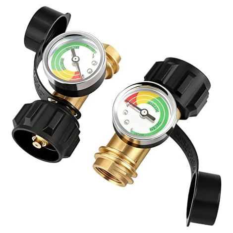 Manomètre pour bouteilles de propane avec indicateur de pression et de niveau pour bouteilles de 5 à 40 lb Compatible avec barbecue, chauffage, VR, caravane, foyer extérieur et plus encore Raccord Q (1/5)