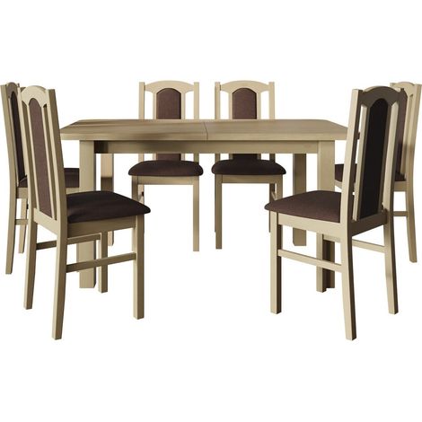 Conjunto de mesas y sillas para comedor Victorville 312, Roble Sonoma, 76x80x140cm, Diámetro: 0, Número de asientos: 6, Estilo: Contemporary