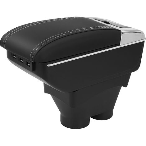 Voiture Accoudoir pour 2013-2018 Peugeot 208, Accoudoir Double Couche avec 7 Ports de Charge USB en Cuir PU Noir Console Centrale Boîte de Rangement Accoudoir Automobile,Personalizado para 2013-2018 P (1/5)