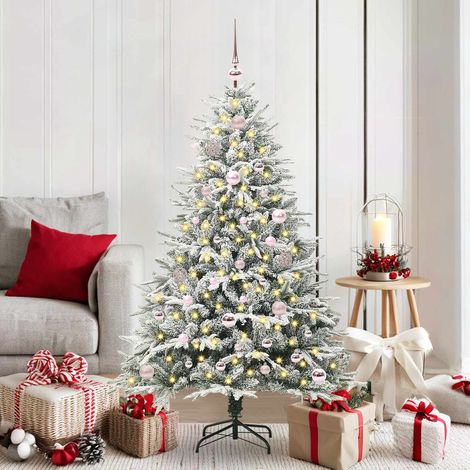 Künstlicher vorbeleuchteter Weihnachtsbaum mit Kugelset Grün