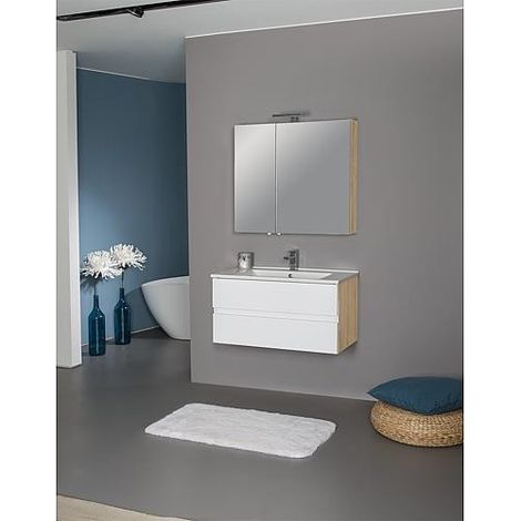 Ensemble de meubles de salle de bains EGAN Série MAF blanc mat / chêne cendré (1/5)