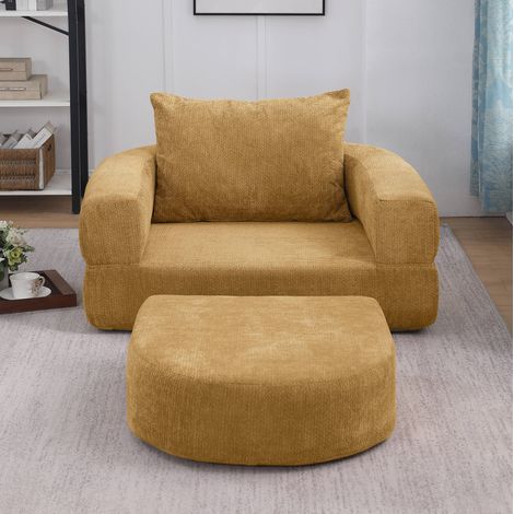Fauteuil convertible pliable jaune avec accoudoirs amovibles, 1 place, prêt à l'emploi MEUBLIV (1/5)