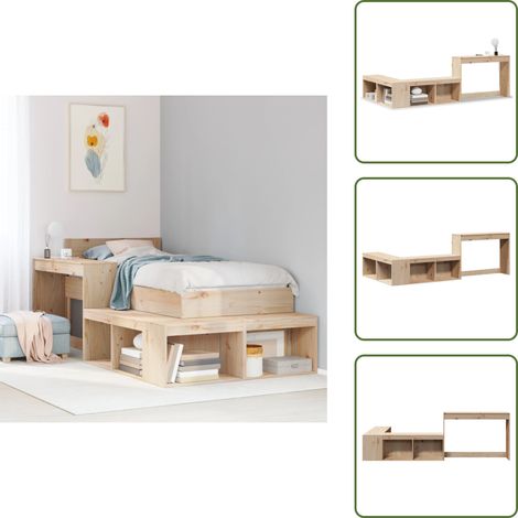 The Living Store Nachttisch mit Schreibtisch 232x122x75 cm Massivholz Kiefer - Holz Nachttisch (1/5)