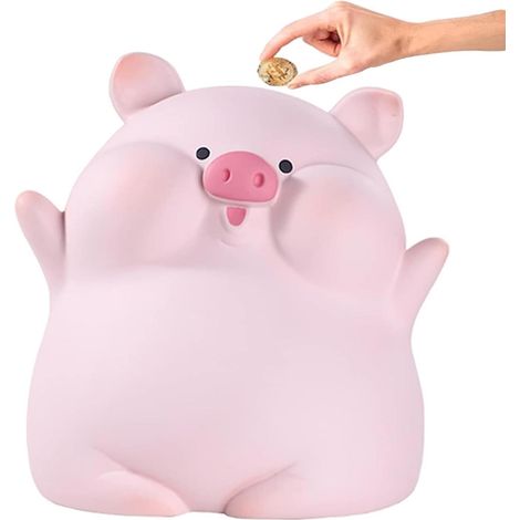 Tirelire cochon en vinyle TuseRxln - Coffre-fort mignon avec bras ouverts au design kawaii (1/5)