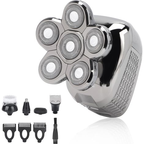 Rasoir électrique 6D 5 en 1 multifonctionnel pour homme, rechargeable, avec kit de rasage et tondeuse à cheveux pour crâne rasé. (1/5)