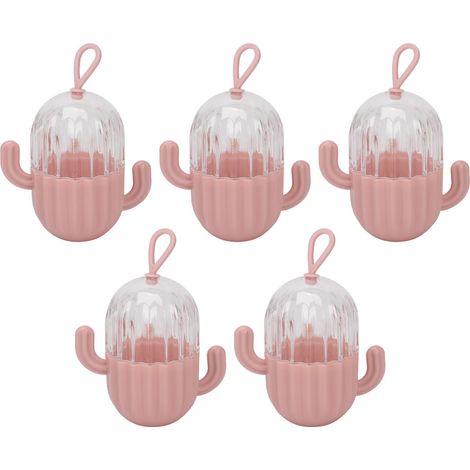 Boîte de rangement transparente en forme de cactus, 5 pièces, organiseur pour éponges makeup, porte-coussin de poudre, idéal pour bijoux, boucles d'oreilles, bagues, accessoires beauté. (1/5)
