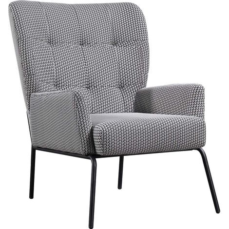 Sessel Gepolstert Breda Pärumm mit Geometrischer Zeichnung Rohweiss und Schwarz 78x94x98 cm (1/5)