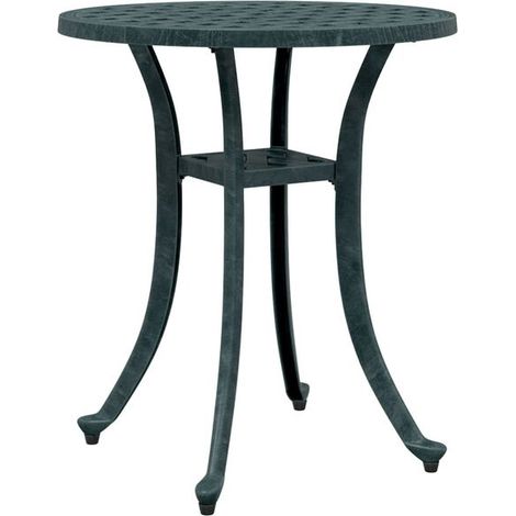 Table de jardin ronde en aluminium moulé, diamètre 48x53 cm, couleur verte (1/5)