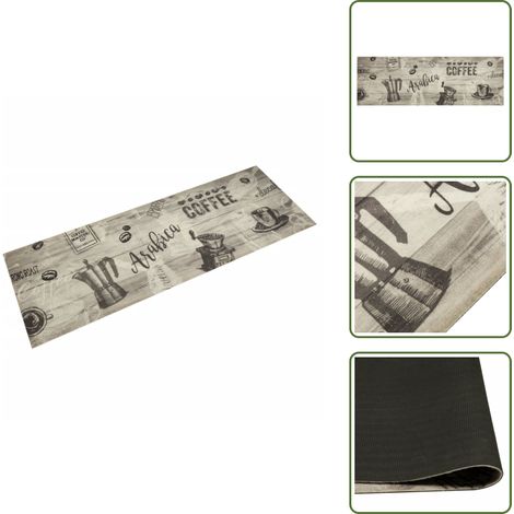 Küchenteppich Waschbar Kaffee Grau 60x180 cm Samt - Küchenläufer - Samt - Kaffeefarbe - Grau - Badezimmerteppich