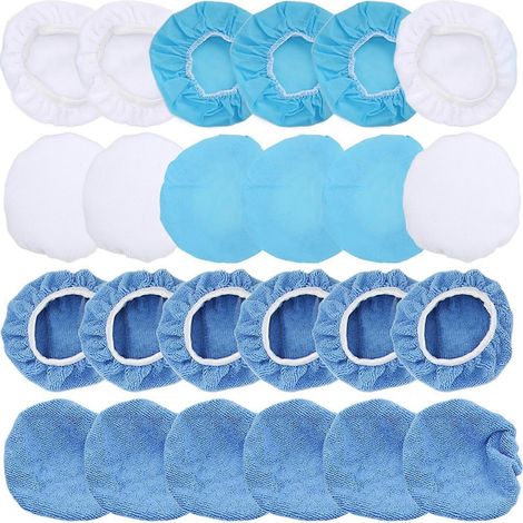 24er-Pack Polierhauben 6 Zoll/150 mm Mikrofaser-Vlies-Baumwoll-Polierpads für Autos, Motorräder und mehr