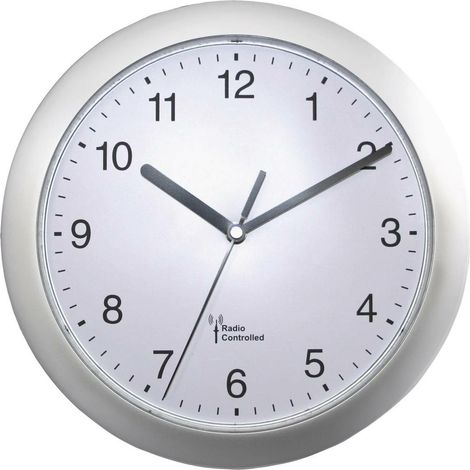 [GEBRAUCHT] B-Ware Euro Time 56787 Funk Wanduhr 25x3.8cm Funkwanduhr Funk Uhr Funkuhr Weiß Silber