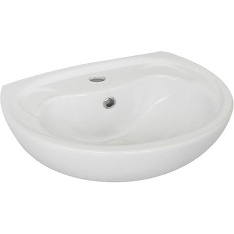 Lavabo mural en céramique blanche 37x45 avec trou monocommande (1/2)