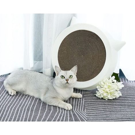 Albero per gatti, tiragraffi in cartone ondulato, tappetino da sabbia resistente in cartone per gatti robusti, grande tiragraffi per letto/soggiorno, riciclato per proteggere i mobili, ciotola per gra (1/4)
