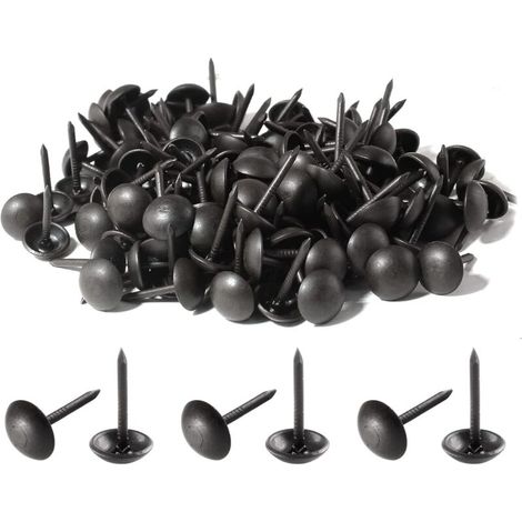 200 schwarze Polsternägel, antike Metall-Rundkopf-Polsternägel für Polstermöbel, Korkplatten, DIY, 7 x 13 mm