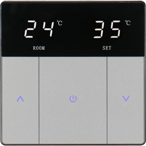 Plancher Chauffant Thermostat de Chauffage à Bouton Tactile, économe en énergie et Facile à Utiliser AC230V 10A pour Plancher Chauffant Noir-LIAIKI (1/5)
