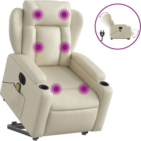 Maison Exclusive - Poltrona Alzapersona Elettrica Reclinabile Crema in Similpelle
