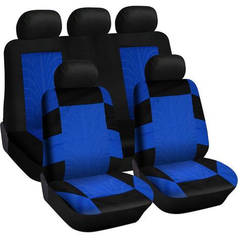 Housse de Siege Voiture Universel Housse de Protection Siège Voiture -Ensemble de Housses Siège Avant et Arrière Bleu (1/5)