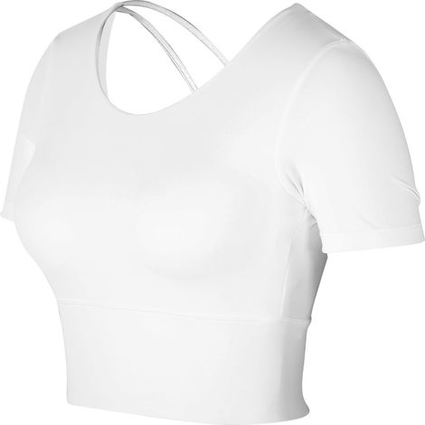 Hauts de sport sexy à manches courtes pour femme, parfaits pour l'été, le yoga, le fitness et autres activités sportives. Blanc, taille M. (1/5)