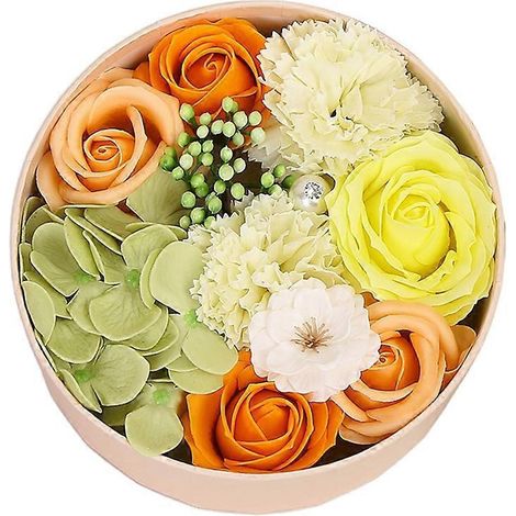 Rosenförmiges Seifenblumen-Geschenkset, luxuriöse runde Box, künstliche Duftrosen, mit ätherischen Ölen duftendes Geschenk zum Valentinstag und Muttertag.
