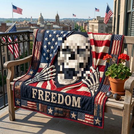 New Freedom Skull American Flag 130x150cm - Freedom Skull Blanket