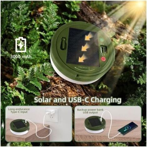 10M Guirlande Lumineuse Escamotable , Solaire et Chargement USB LED Guirlande Camping avec 8 Modes D'éclairage , Télécommande , Étanche Extérieur Lampe Camping pour Tente , Jardin , Fête Trekking (1/5)