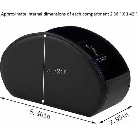 Porte-télécommandes en similicuir à 5 compartiments - Compartiment de rangement et organiseur de bureau pour télécommandes TV, lunettes, stylos et accessoires - Conception compacte pour table de cheve (1/5)