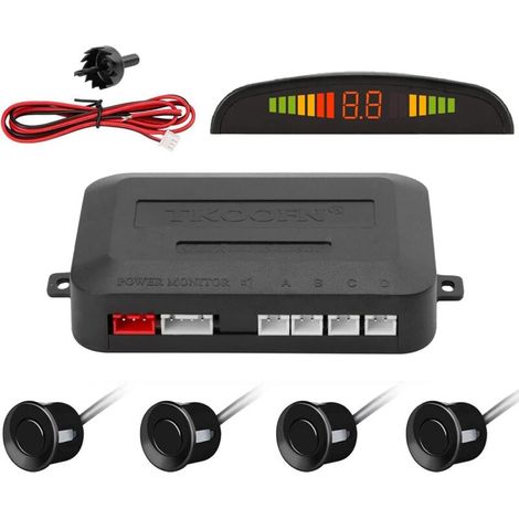 Gruppo radar di retromarcia con 4 sensori neri, sistema di parcheggio automatico, parcheggio digitale, display a LED. (1/5)