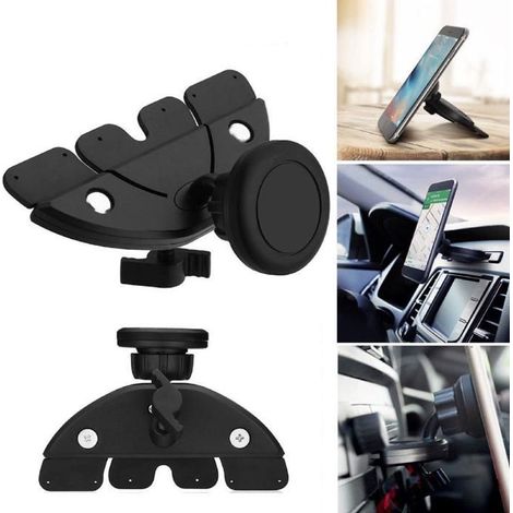 1 support téléphone voiture universel, fixation magnétique CD slot, compatible iPhone 8/7/6, pour conduite en toute sérénité (1/5)