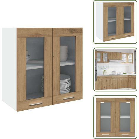 Armadio in truciolato - vidaXL Pensile da Cucina “Lyon” Anta in Vetro Rovere Artigianale - Armadio in vetro
