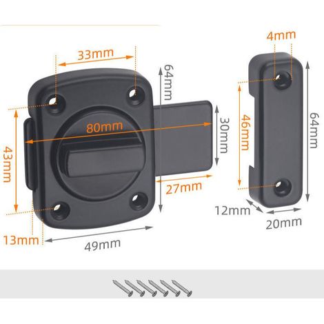 Lot de 2 boulons de porte antivol Twist Loquet de sécurité en acier inoxydable noir (1/3)