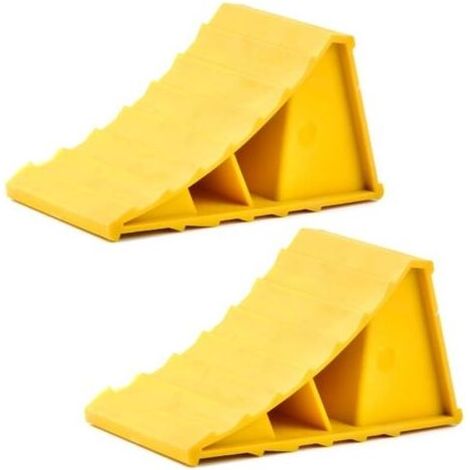 Pair Lntyq Cale de roue, 2 pièces, bloc antidérapant, cales de roue, cale de roue de voiture, cale de roue de voiture, pour caravane, camping-car, voiture, moto, van à chevaux – Jaune (1/5)