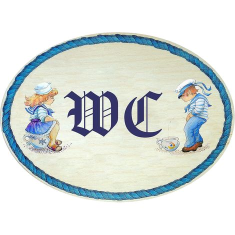 Idée cadeau - Décoration de porte au design antique, article de décoration de toilette, WC (18 x 13 cm) (1/5)