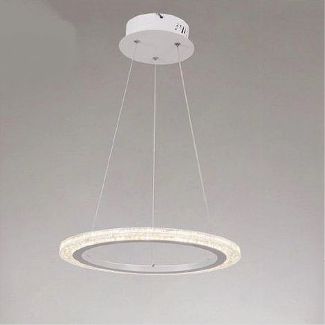 Trade Shop - LED-Pendelleuchte 36 W Circle Ring Weiß Kristalleffekt 31920 -
